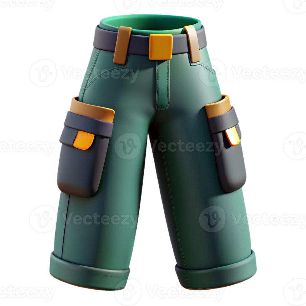 3D Render Green Cargo Pants Illustration png