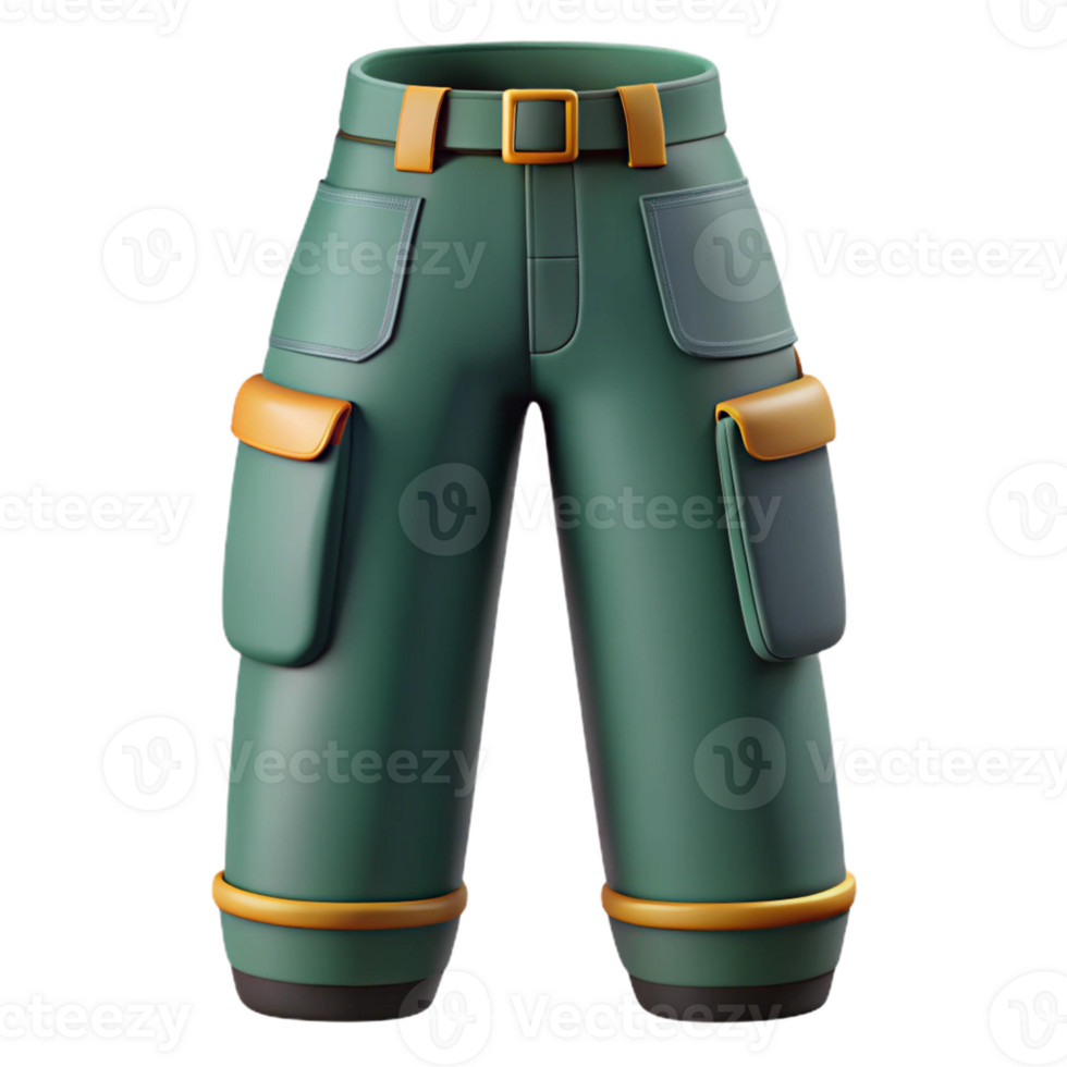 3D Render Green Cargo Pants Illustration png