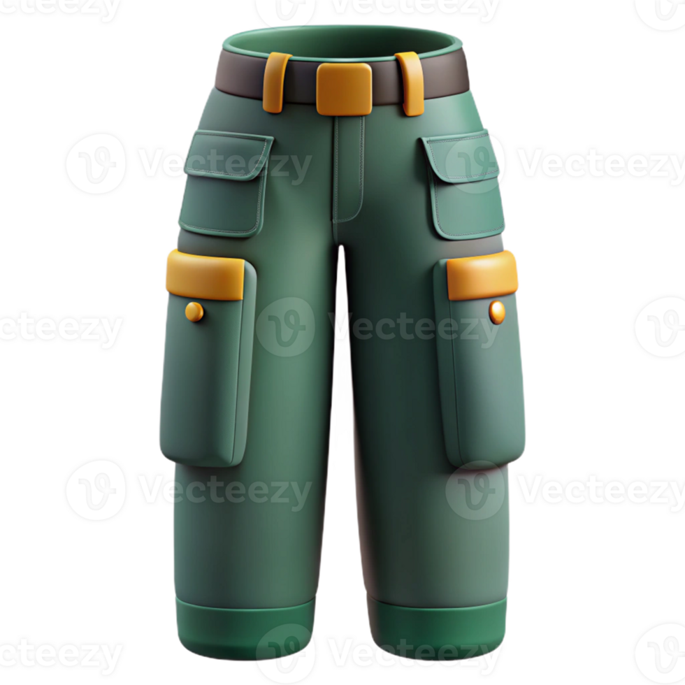 3D Render Green Cargo Pants Illustration png