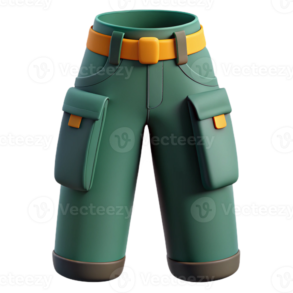 3D Render Green Cargo Pants Illustration png