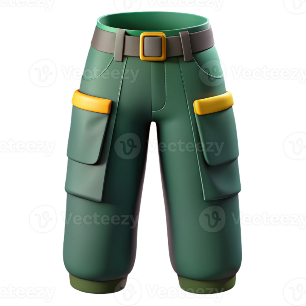 3D Render Green Cargo Pants Illustration png