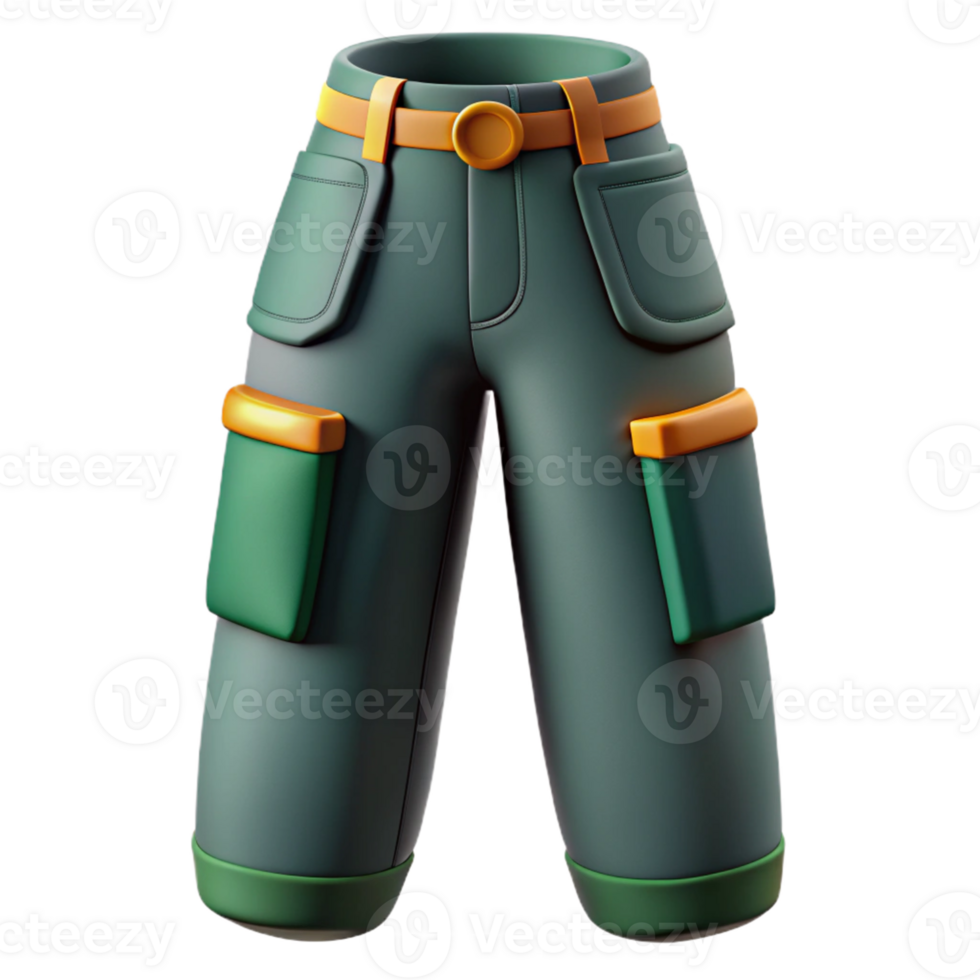 3D Render of Green Cargo Pants png