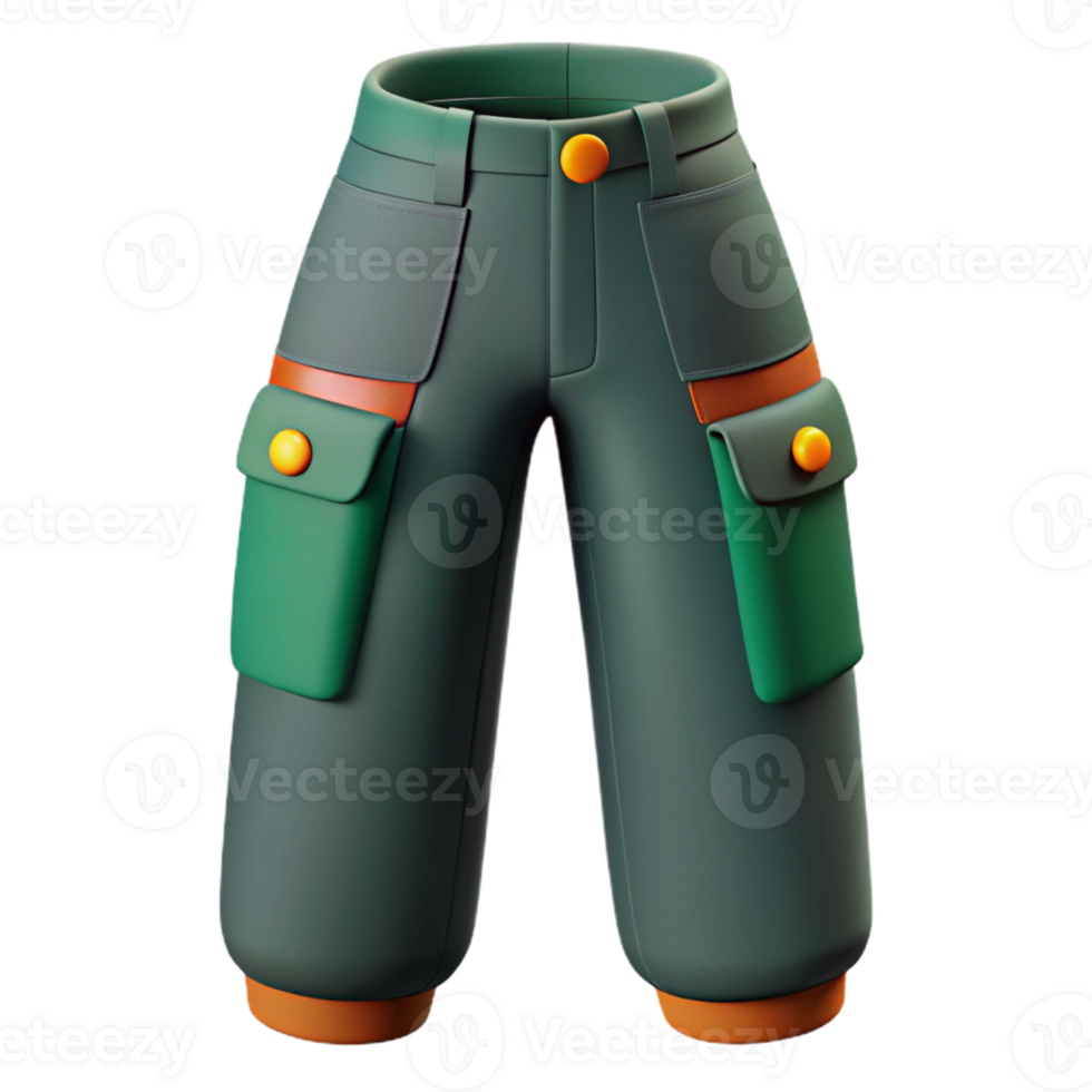 3D Render Green Cargo Pants Illustration png
