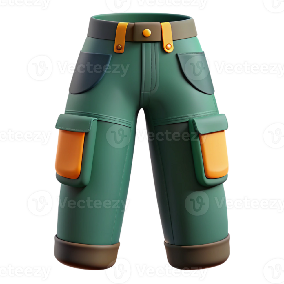 3D Render Green Cargo Pants Illustration png