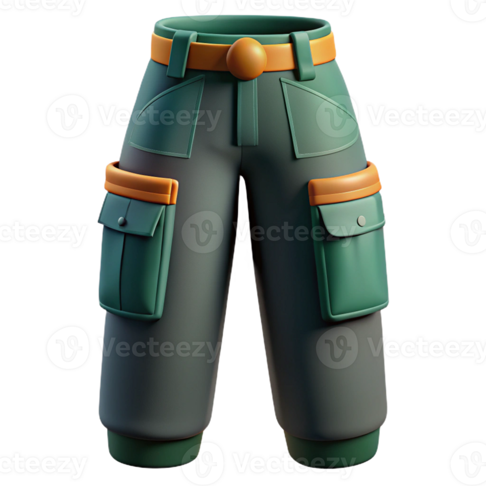3D Render Cartoon Cargo Pants Illustration png