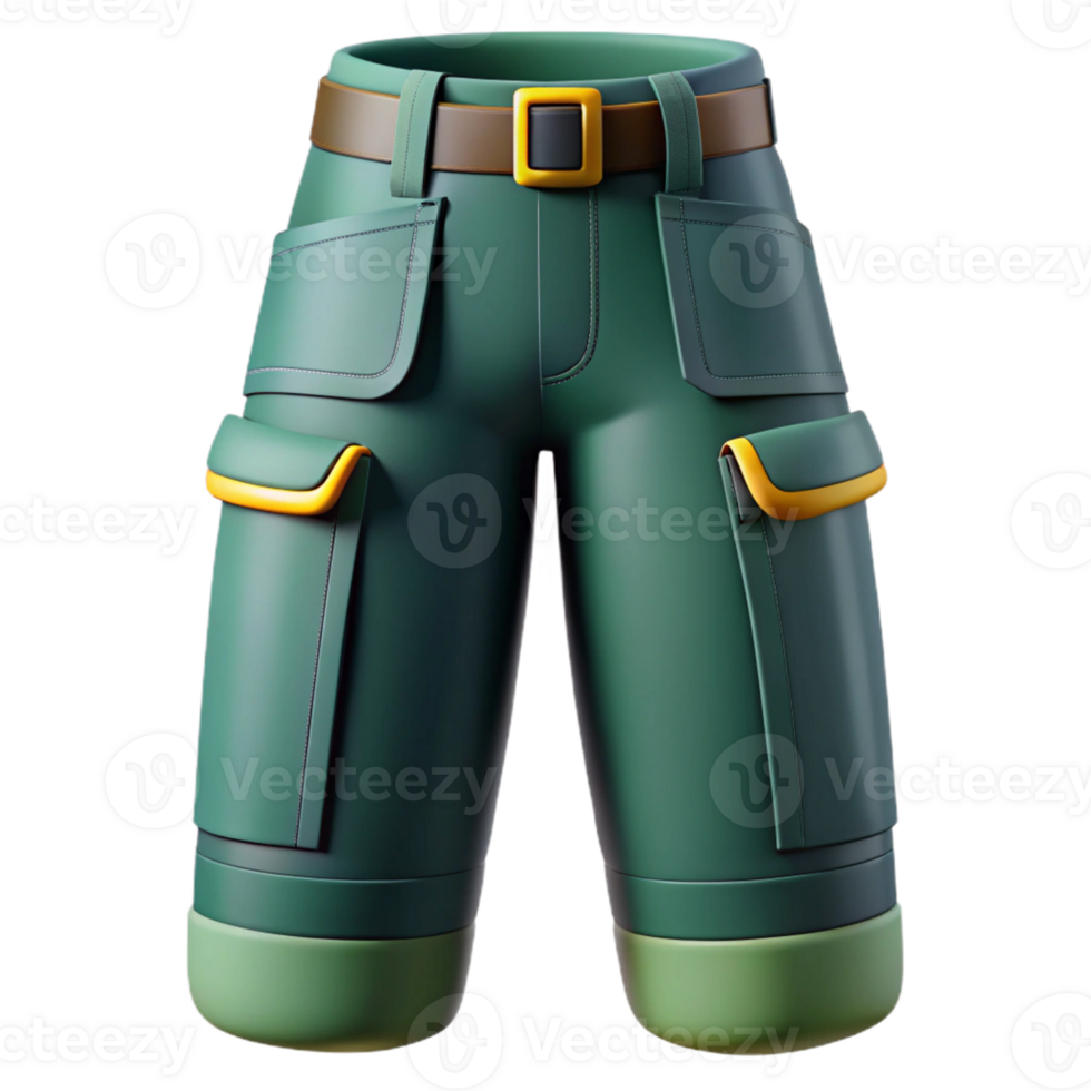 3D Render Green Cargo Shorts Illustration png