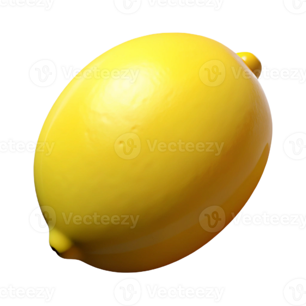 3D Lemon Render Yellow Citrus Fruit png