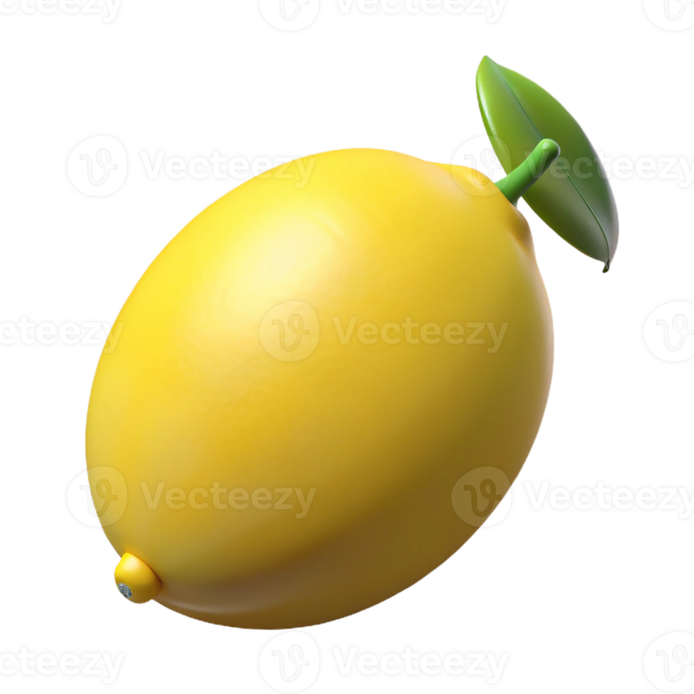 3D Render Yellow Lemon Fruit Illustration png