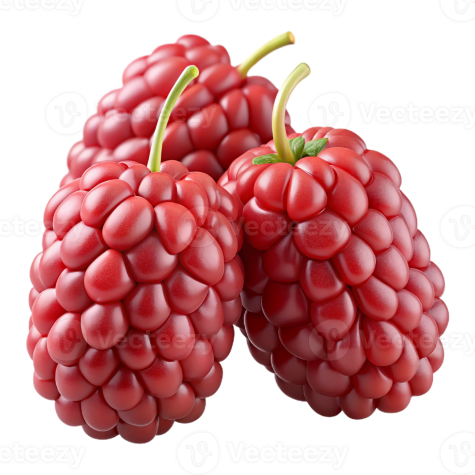 3D Render of Red Raspberries png