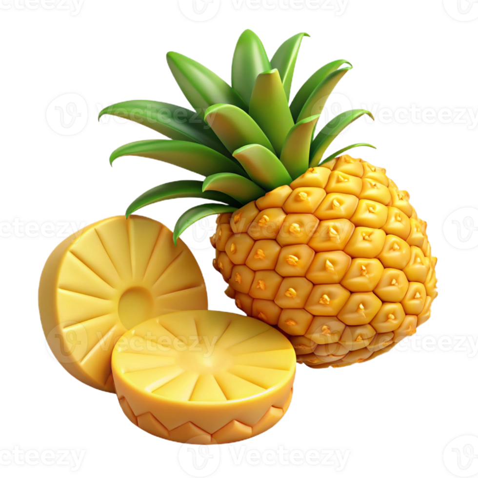 3D Render of a Juicy Pineapple png