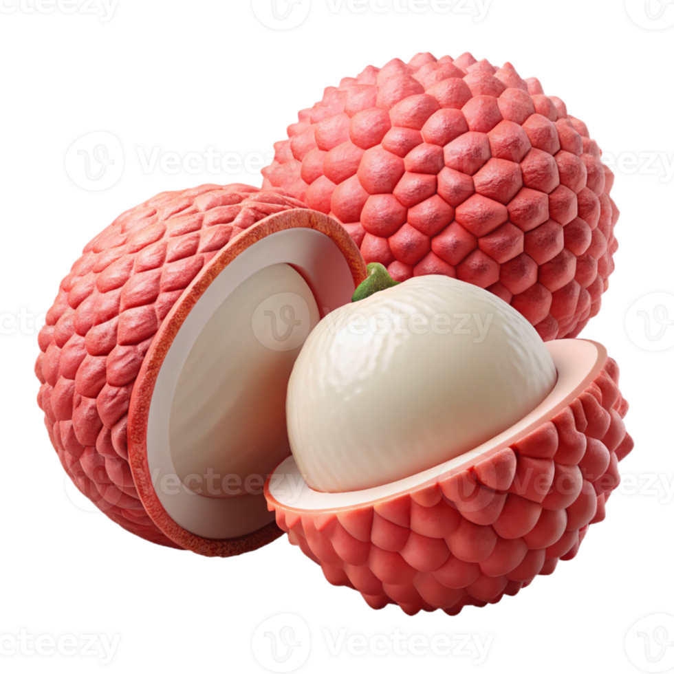 3D Lychee Fruit Render, Closeup View png