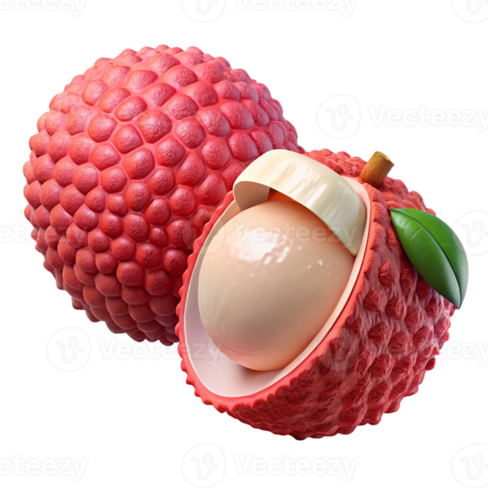 3D Render of Lychees, Juicy Fruit Illustration png