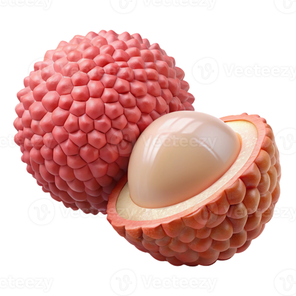 3D Lychee Fruit Illustration, Detailed Render png