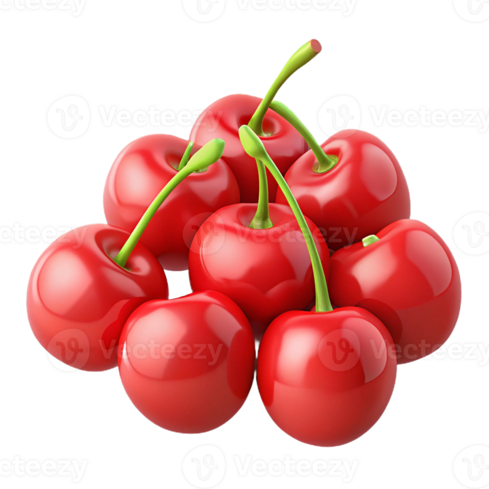 3D Render of Red Cherries png