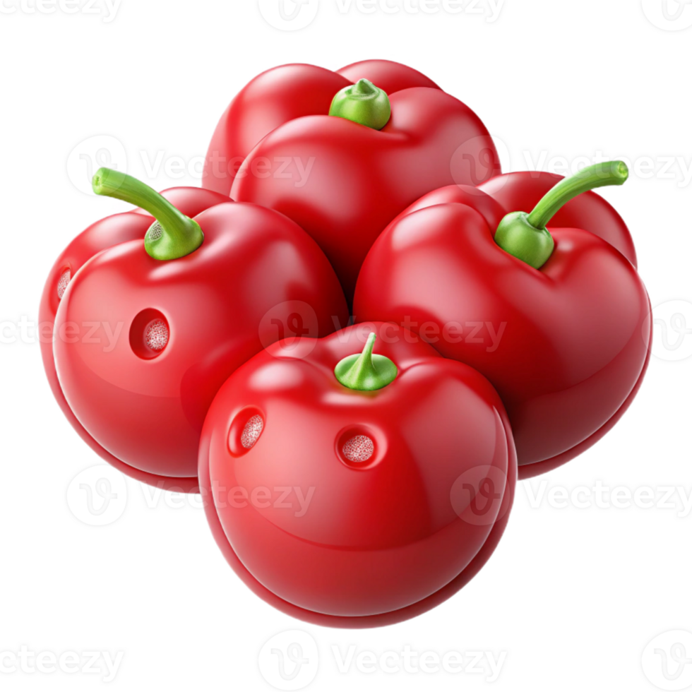 3D Render of Red Peppers with Happy Faces png