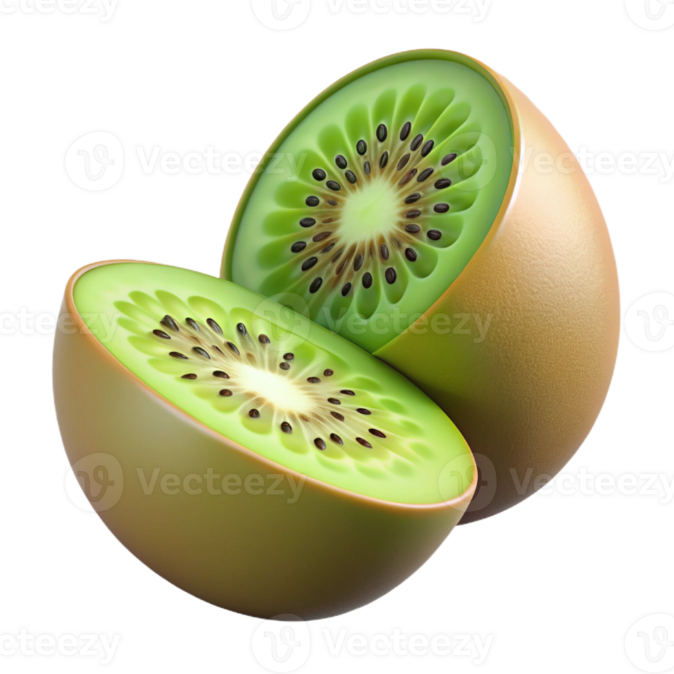 3D Render Kiwi Fruit Halves png