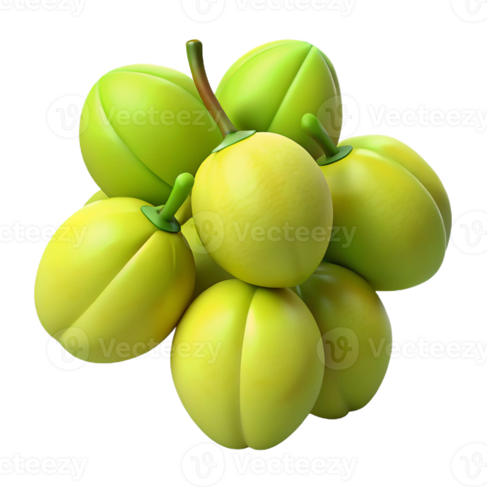 3D Render of a Bunch of Green Fruits png