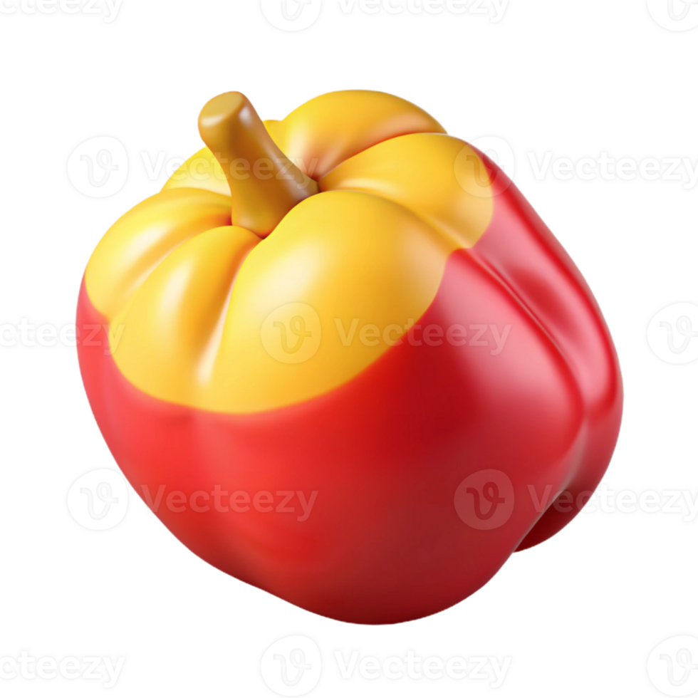 3D Render of Red and Yellow Bell Pepper png