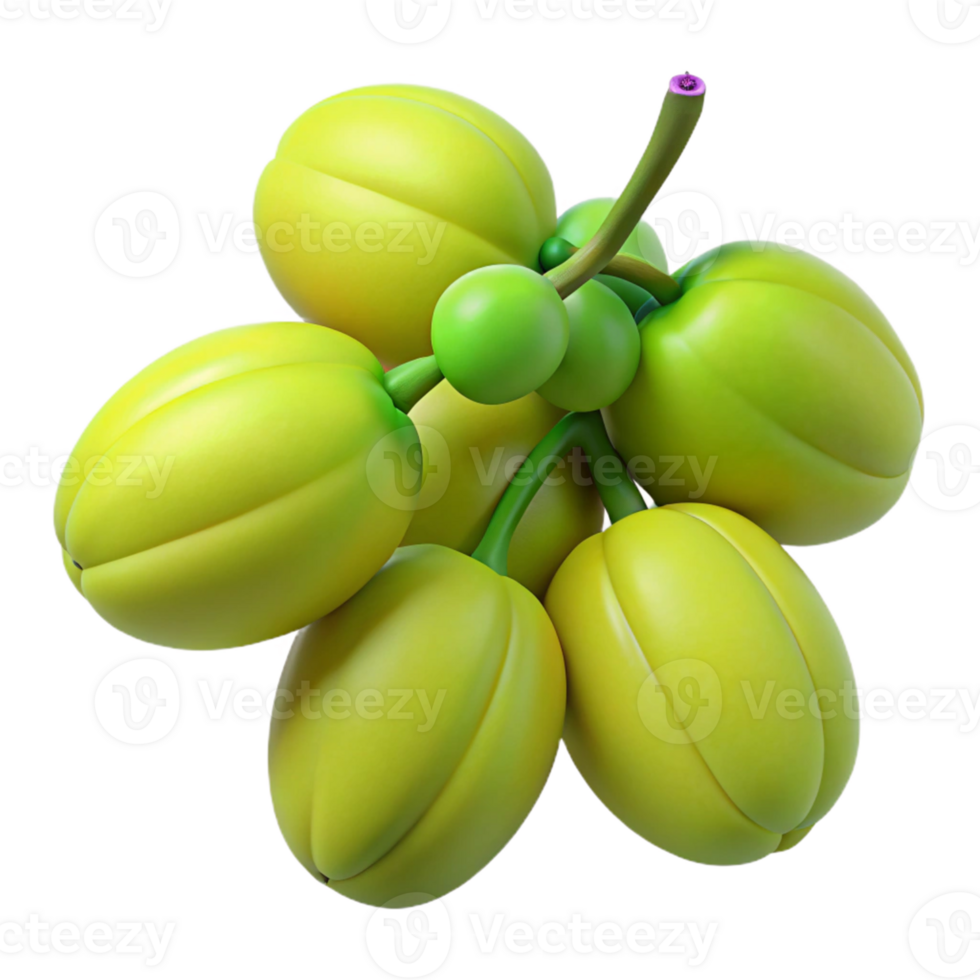 3D Render of Yellow Fruit Cluster png