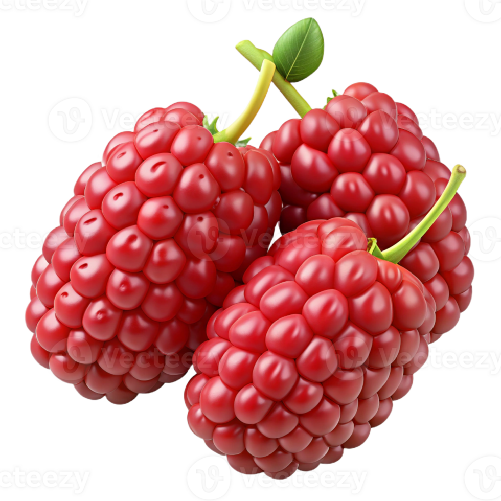3D Render of Red Raspberries png