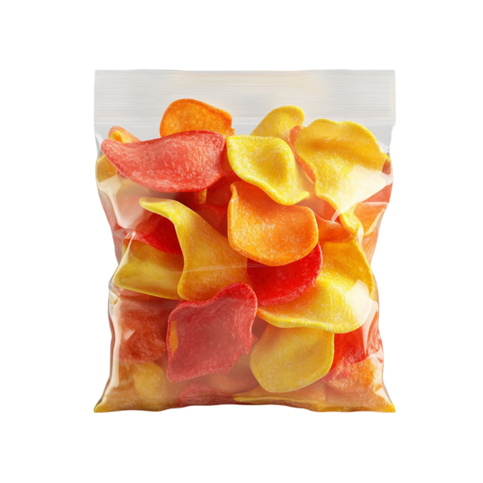 A bag of chips with orange and yellow chips png