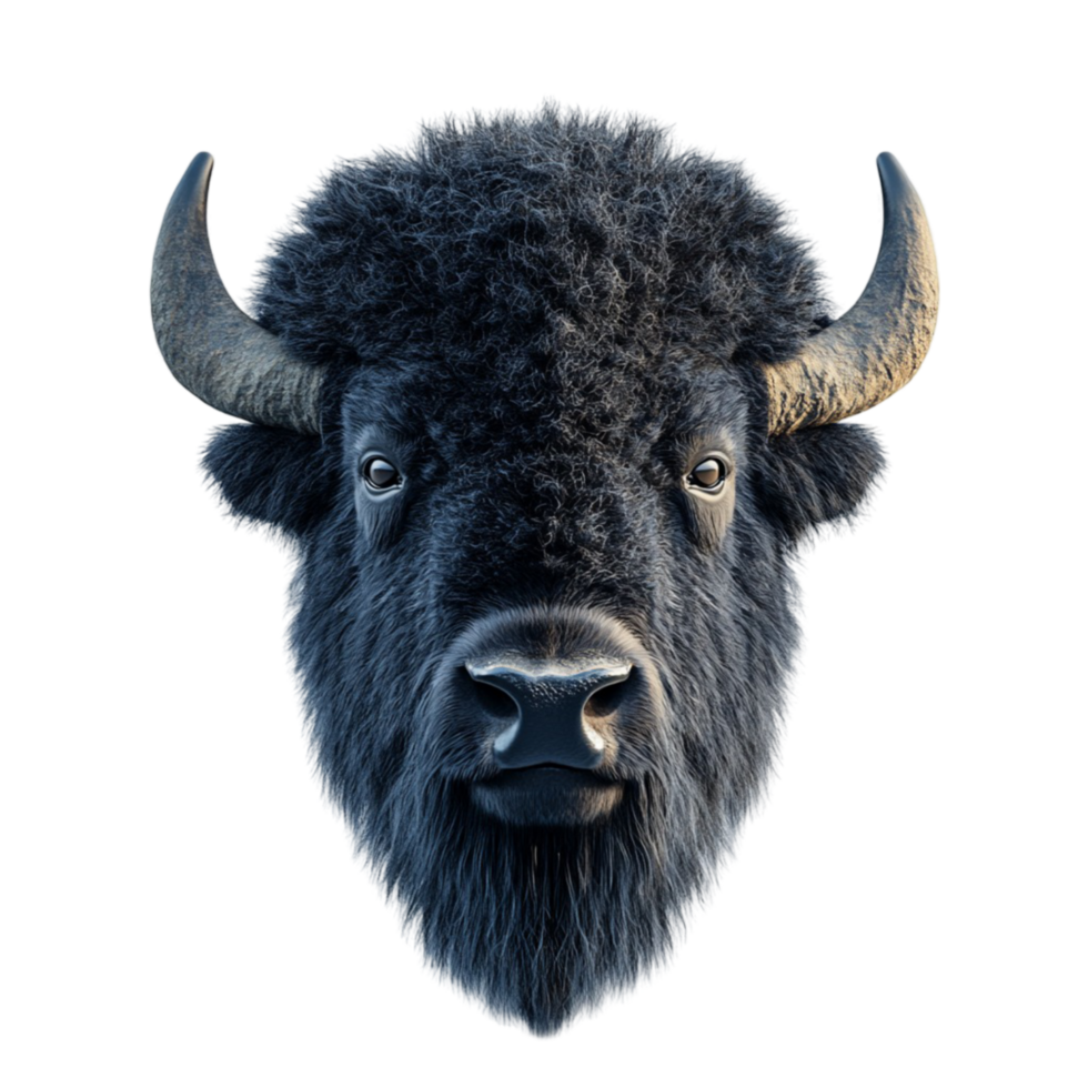 A bison head is shown on a black background png