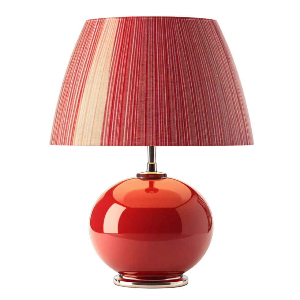 A red lamp with a striped shade png