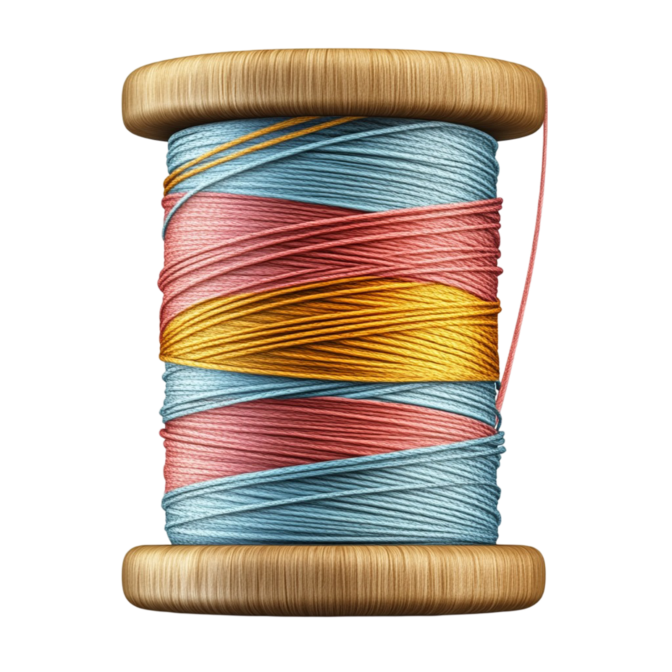 A spool of thread with colorful threads png