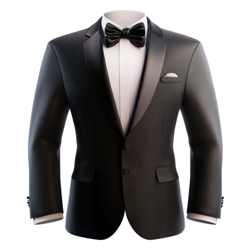 A black tuxedo with a bow tie png