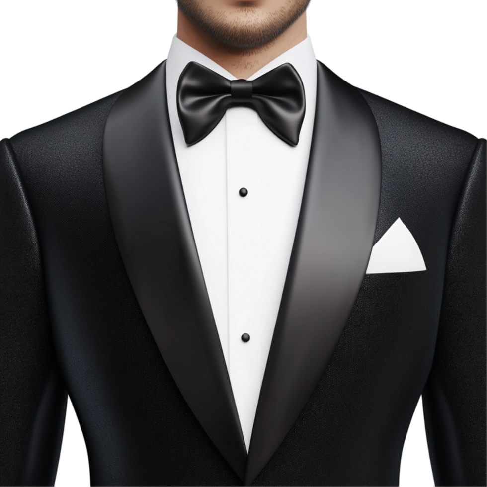 A man in a tuxedo with a bow tie png