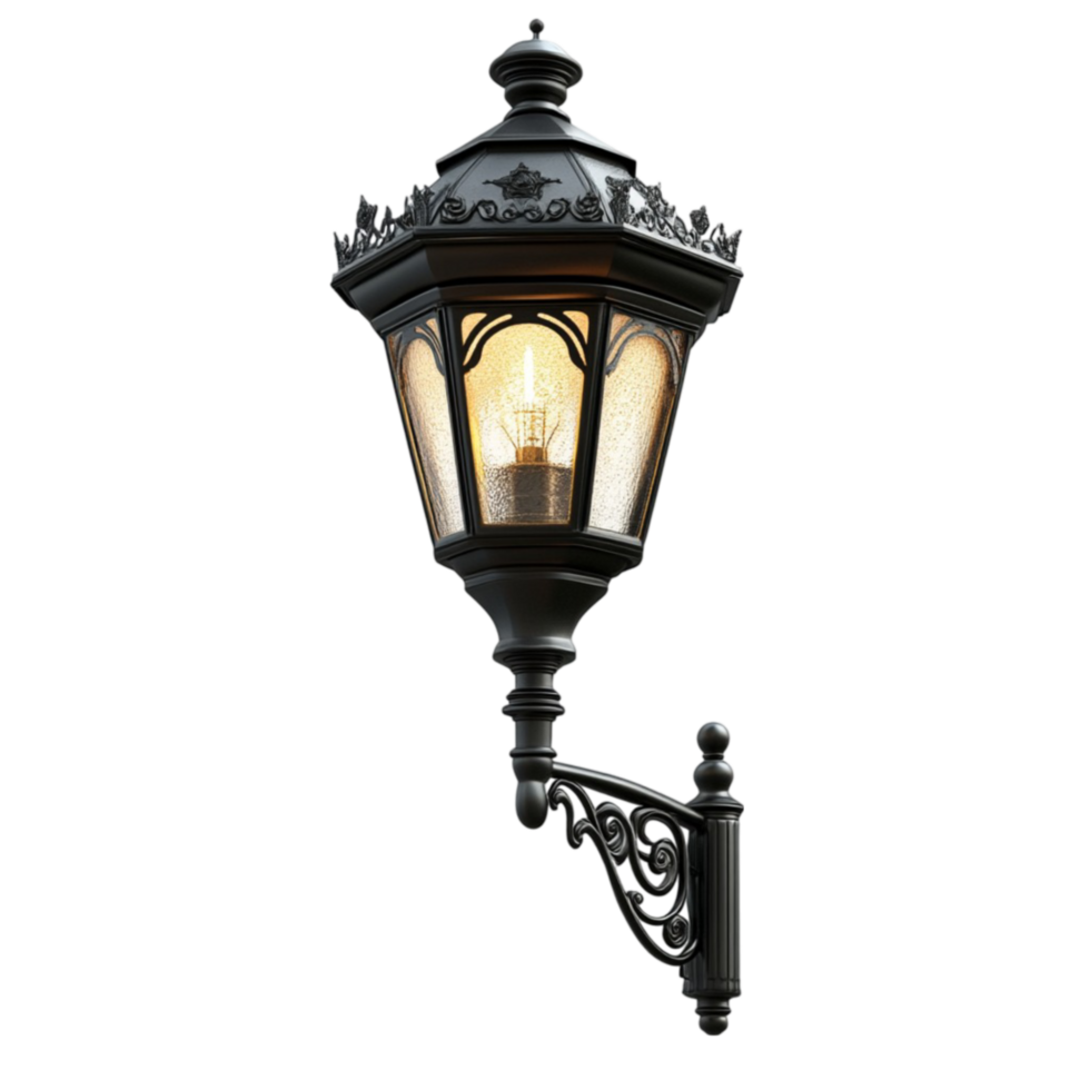 An old fashioned street light with a light bulb 53922823 PNG