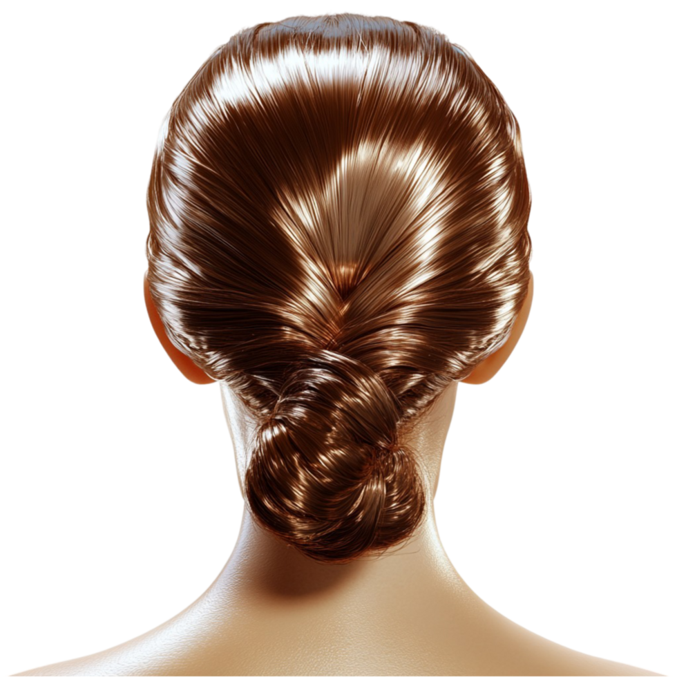 A woman with brown hair in a bun png