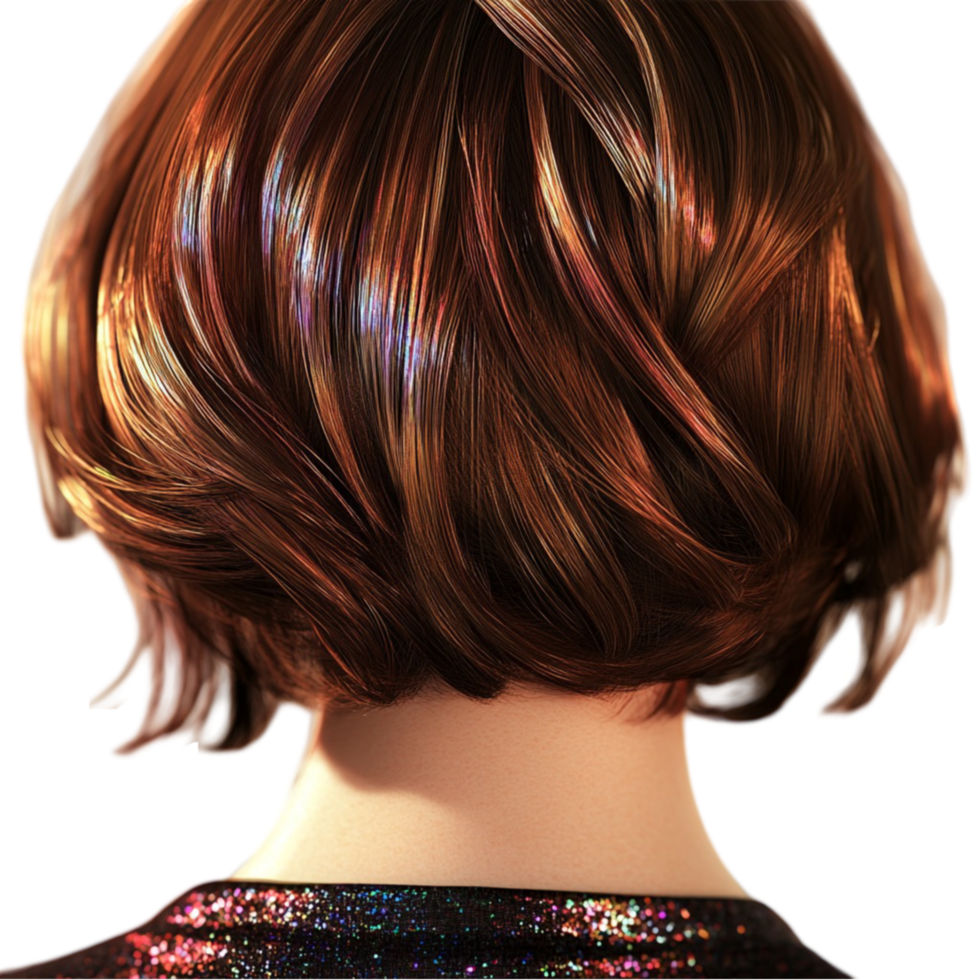 A Woman's Back With Short Brown Hair On Transparent Background png