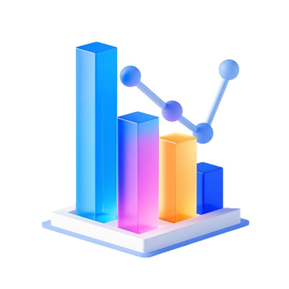 A colorful graph with a bar chart on top png