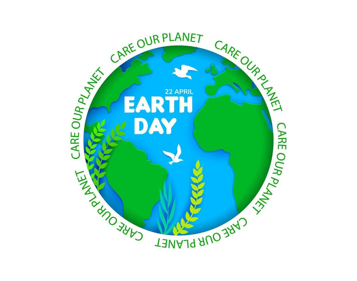 Earth day paper cut banner, save planet and nature vector