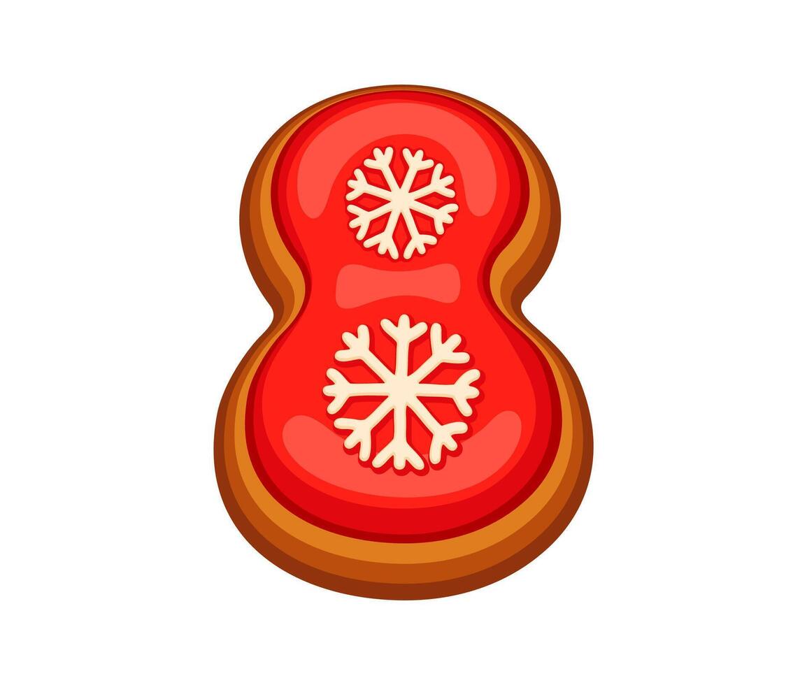 Gingerbread math number eight with red icing vector