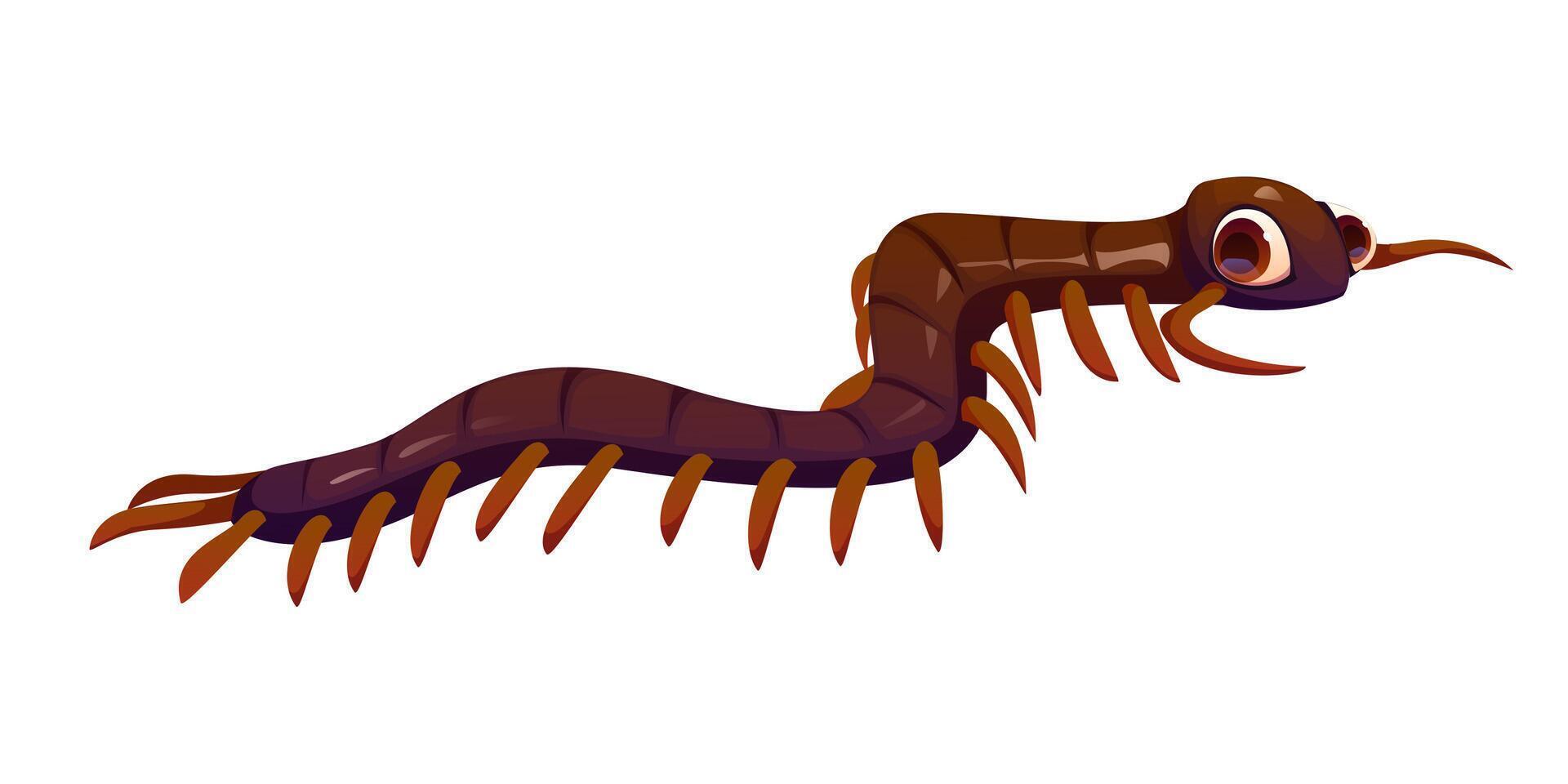 Cartoon funny centipede insect pest character vector