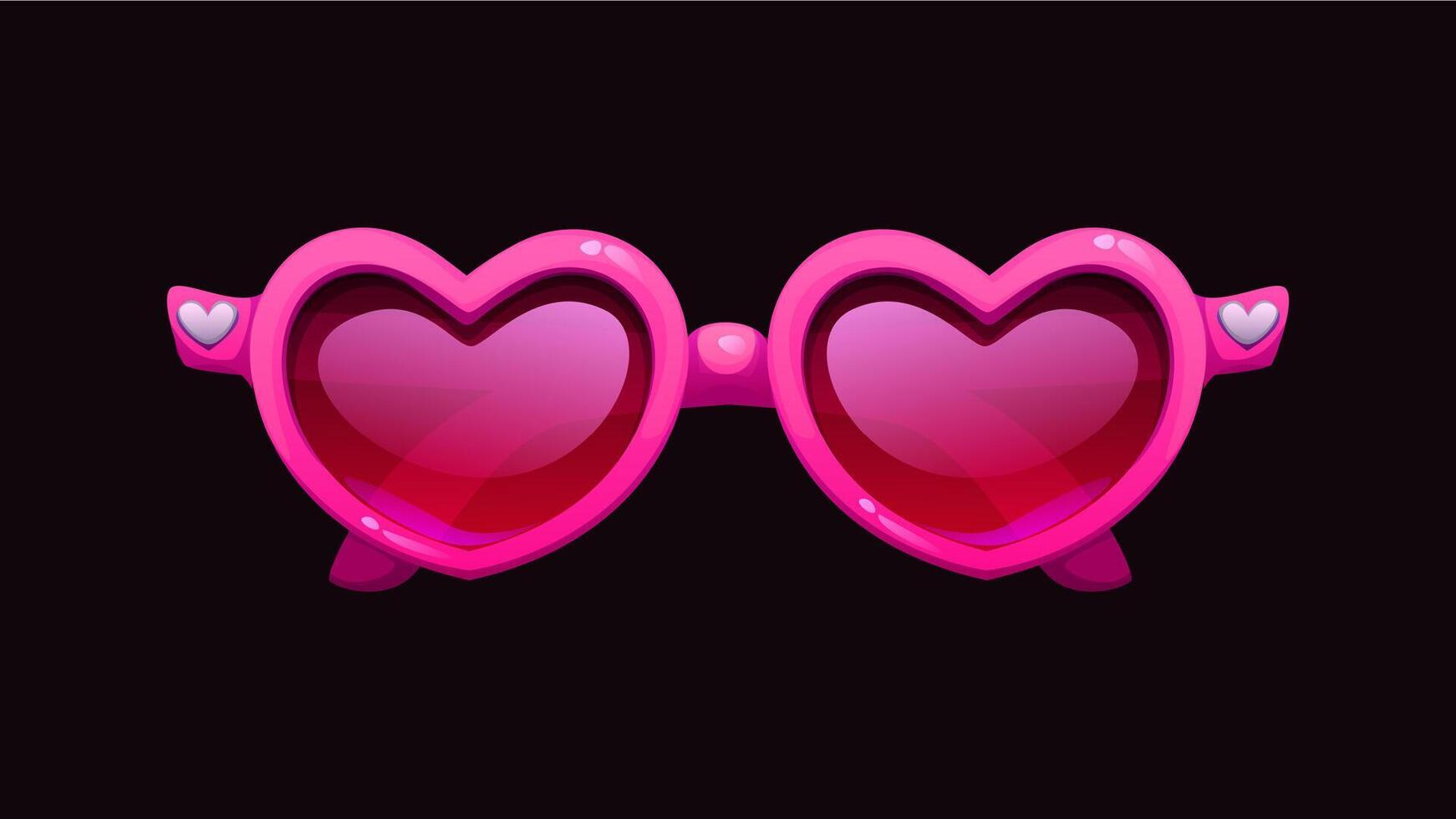 Cartoon heart pink sunglasses with a glossy lenses vector