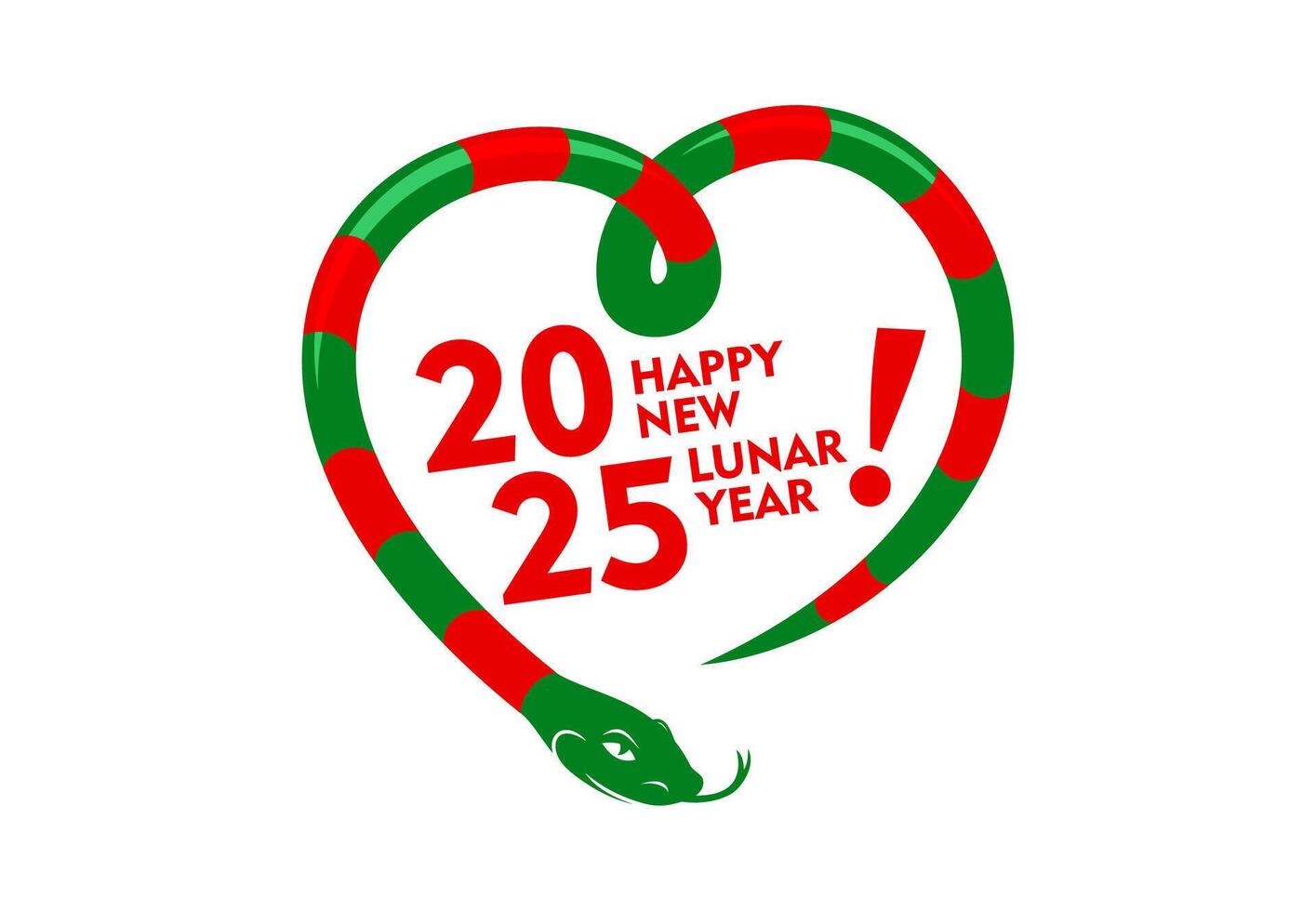 2025 number, Chinese Lunar New Year snake in heart vector