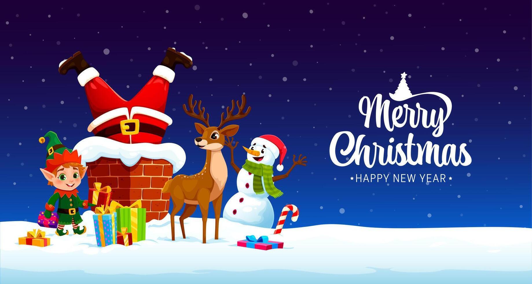 Christmas Santa Claus stuck in building chimney vector