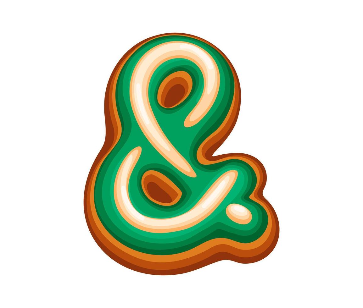Christmas gingerbread ampersand symbol with icing vector