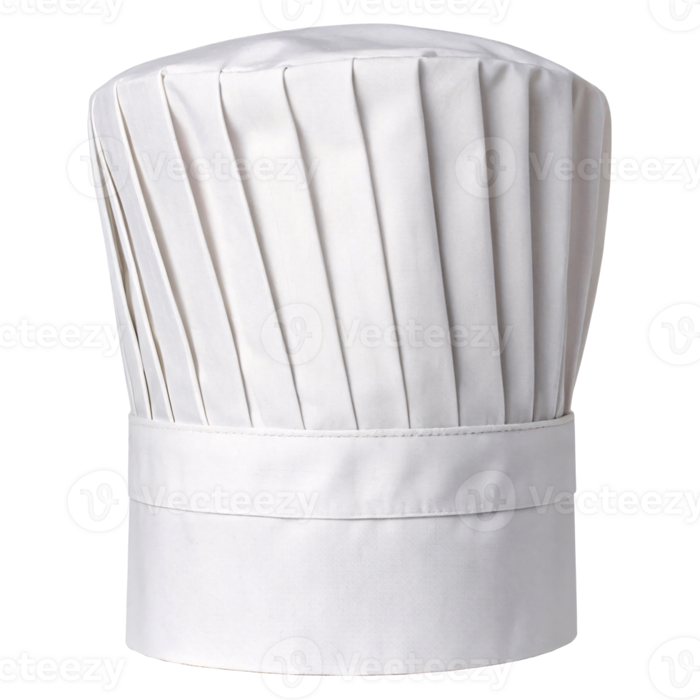 Chef's white hat with pleats on a transparent background. png