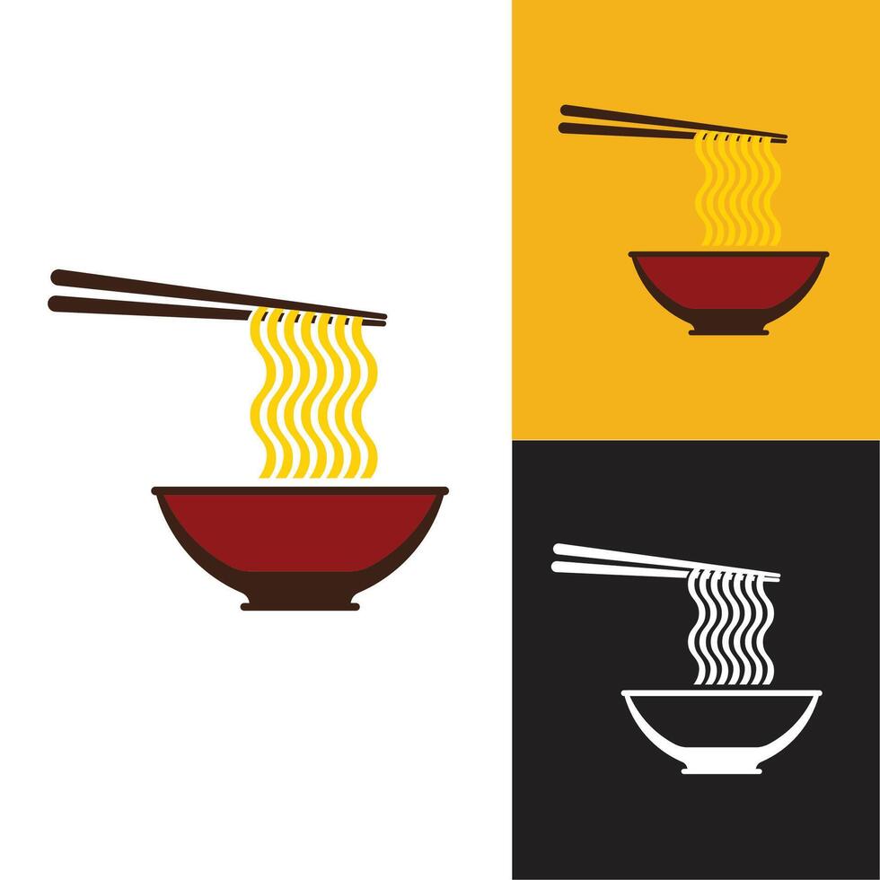 illustration of a bowl of steaming noodles vector