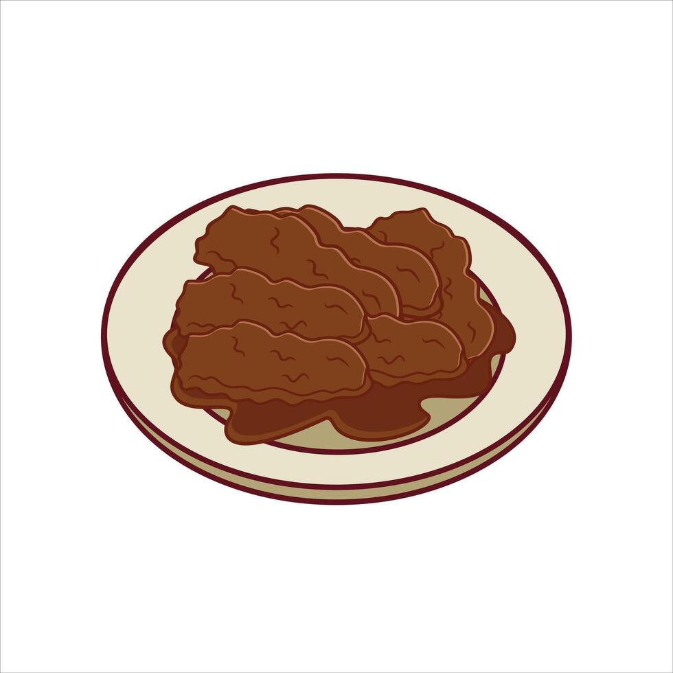 rendang traditional food illustration vector