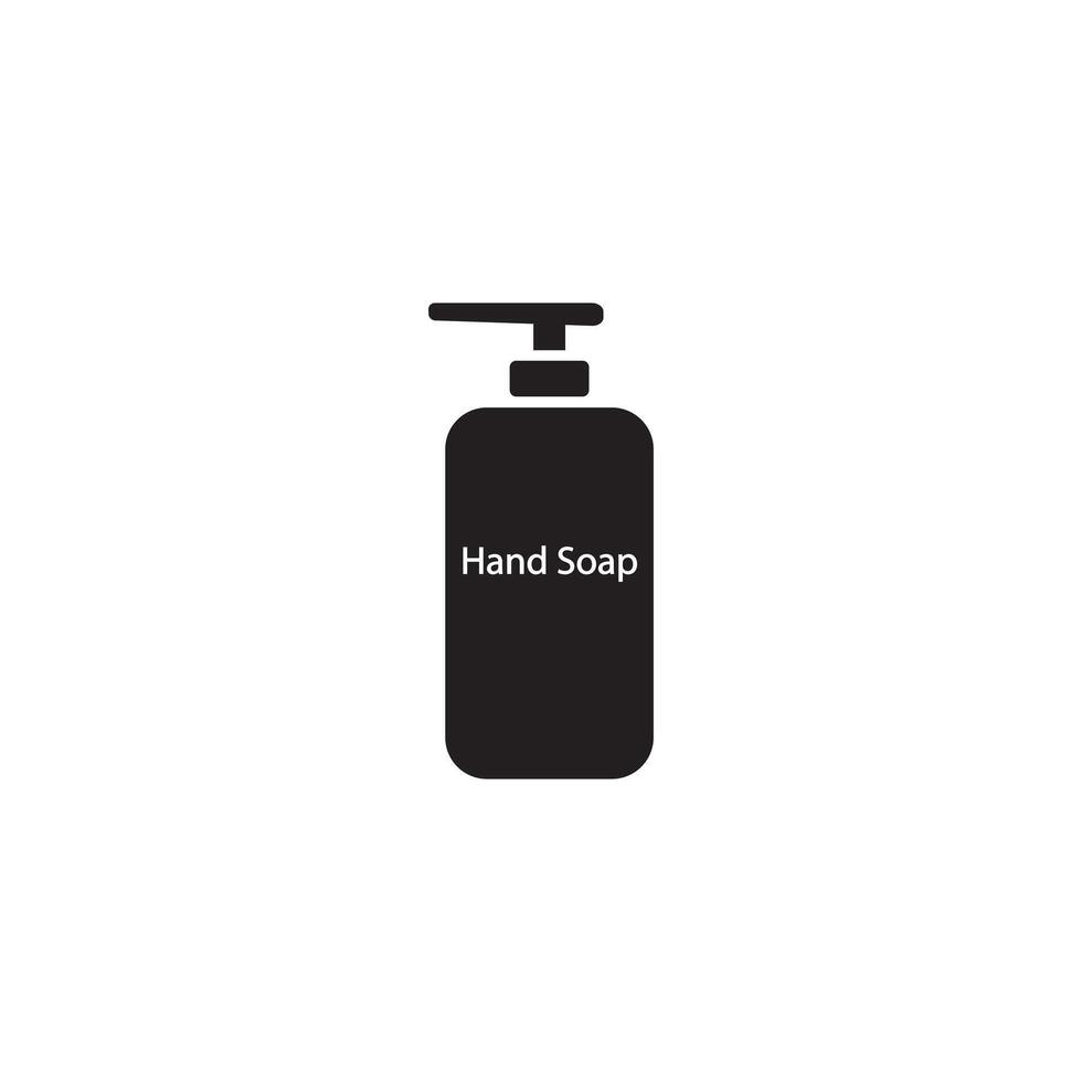Simple liquid soap icon isolated on white background in silhouette style. Bathroom accessories. Icon for web design, tag, label. vector