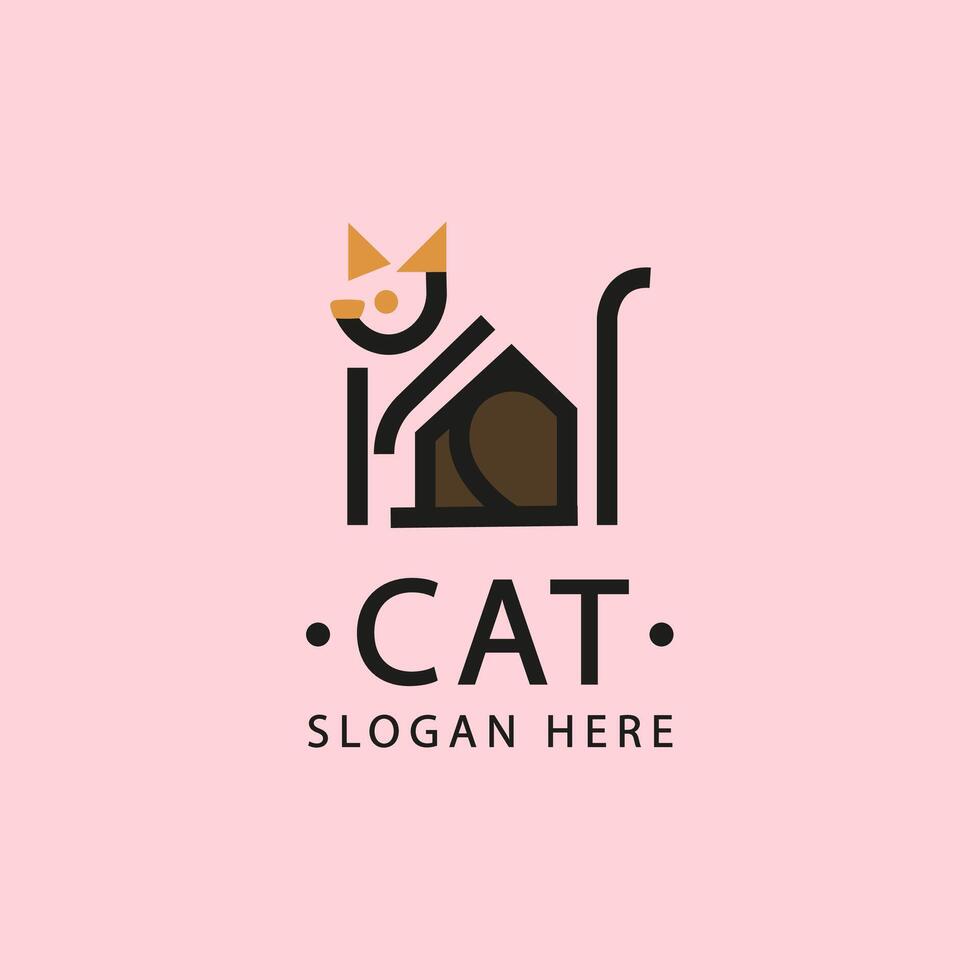 Cat logo design minimalist template vector