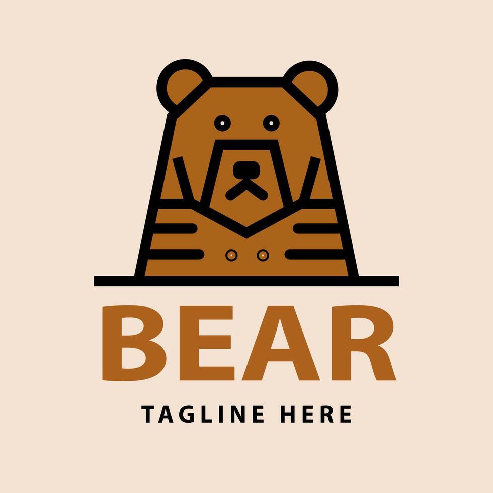 Bear logo minimalist design template vector