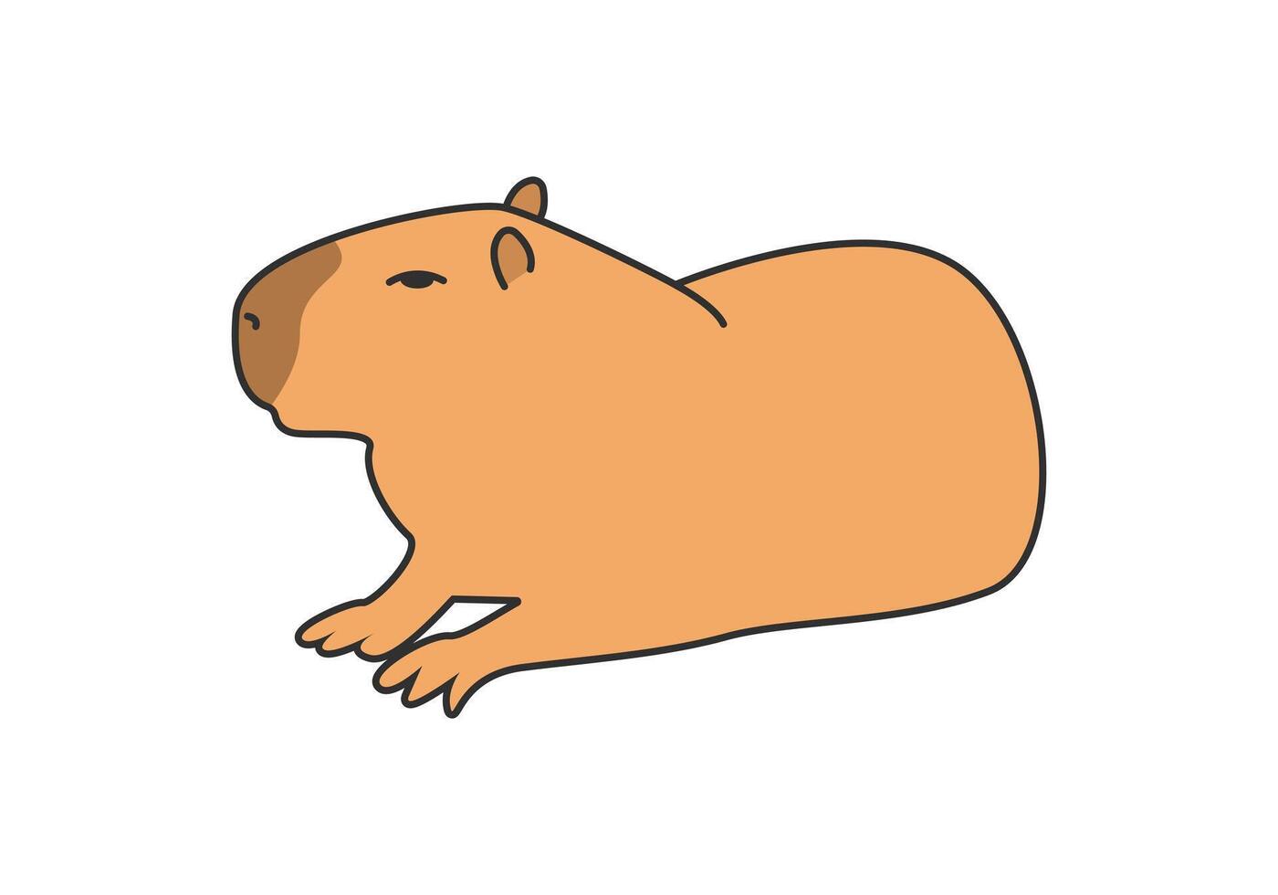 Capybara relaxing cartoon. Largest living rodent, from South America. Hydrochoerus vector