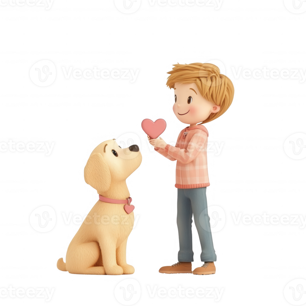 A boy showing love to his playful dog in a heartwarming moment. png
