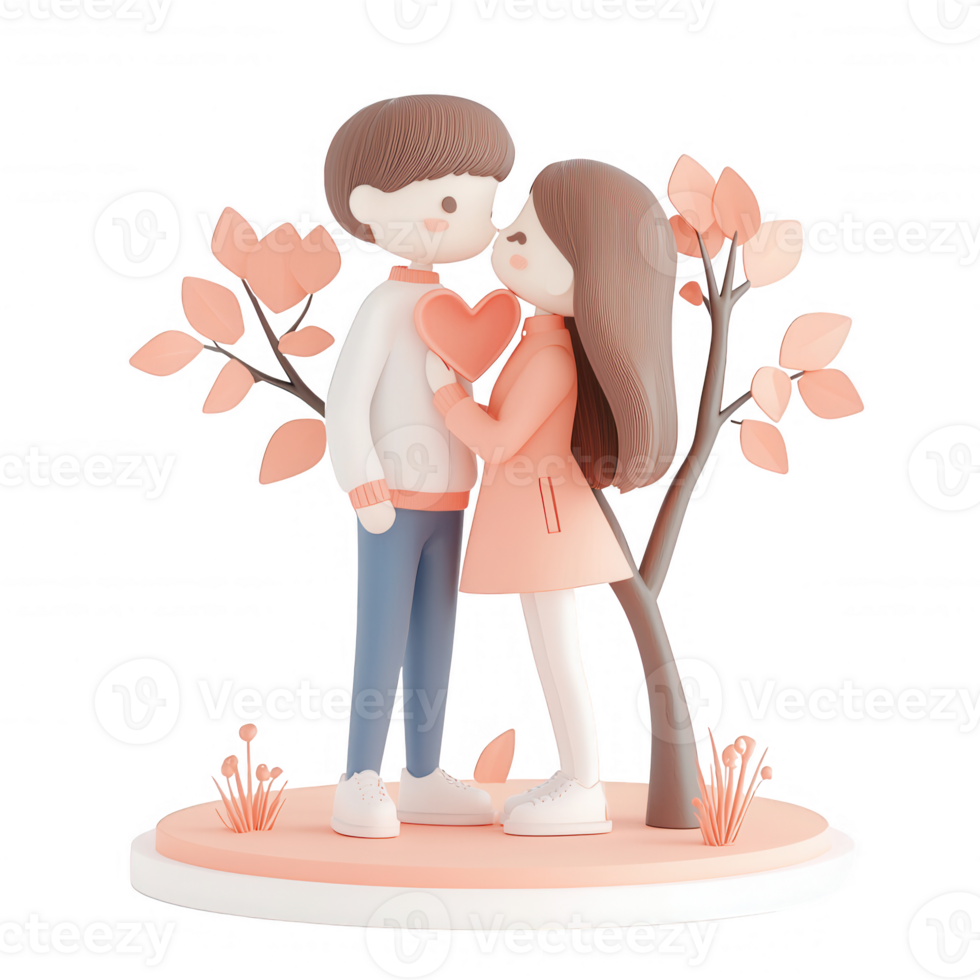 A charming couple embracing under colorful foliage, symbolizing love and connection. png